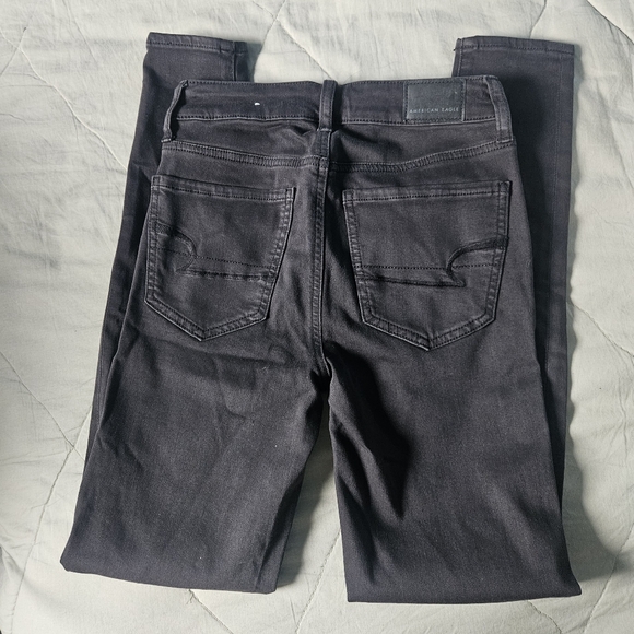 AMERICAN EAGLE Black Hi-Rise Jegging Lace Patched Distressed Size 0 NWT AE - Picture 10 of 13